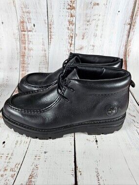 Timberland Classic Black Leather Moc Toe Chukka Boots / Mens Size 10